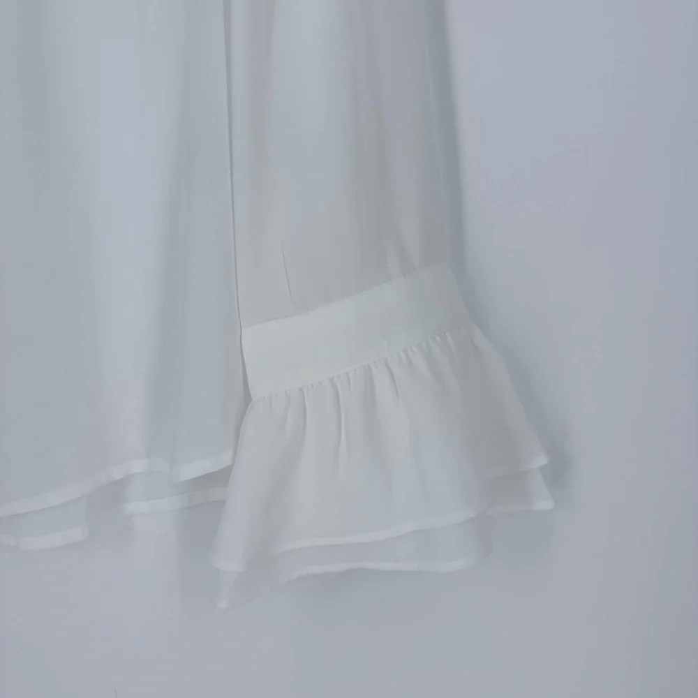 Banana Republic White Sheer Long Sleeve Blouse Ruffled Cuffs NWT - Picture 2 of 8